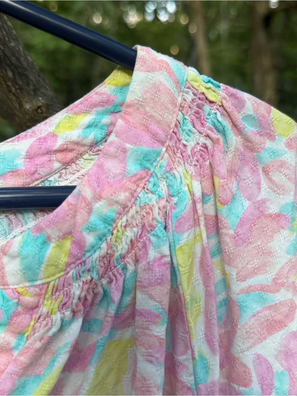 Crown & Ivy Pastel Floral V-Neck Blouse - Pink, Mint, Yellow - Picture 7 of 9